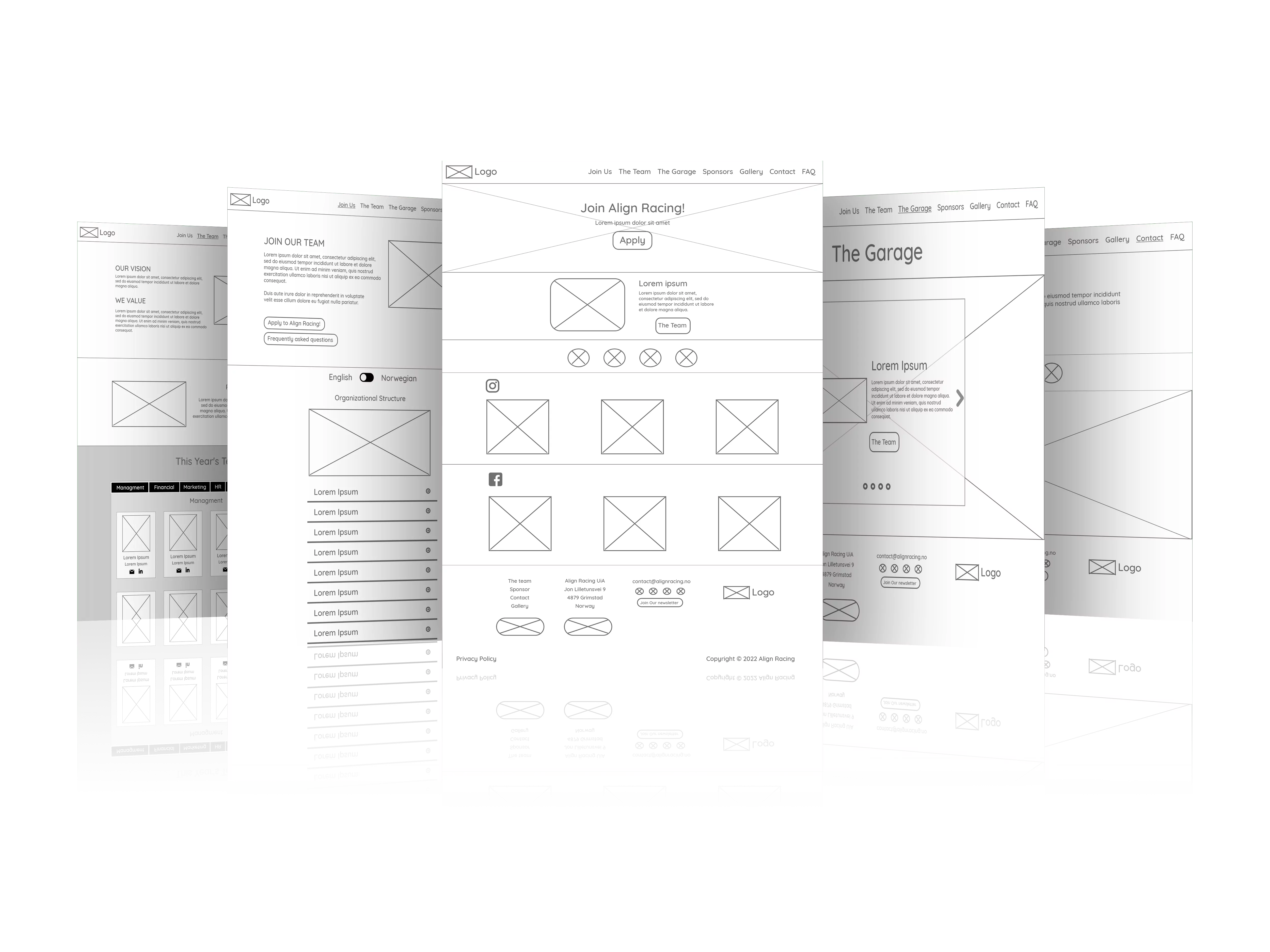 Align Racing Website Wireframes