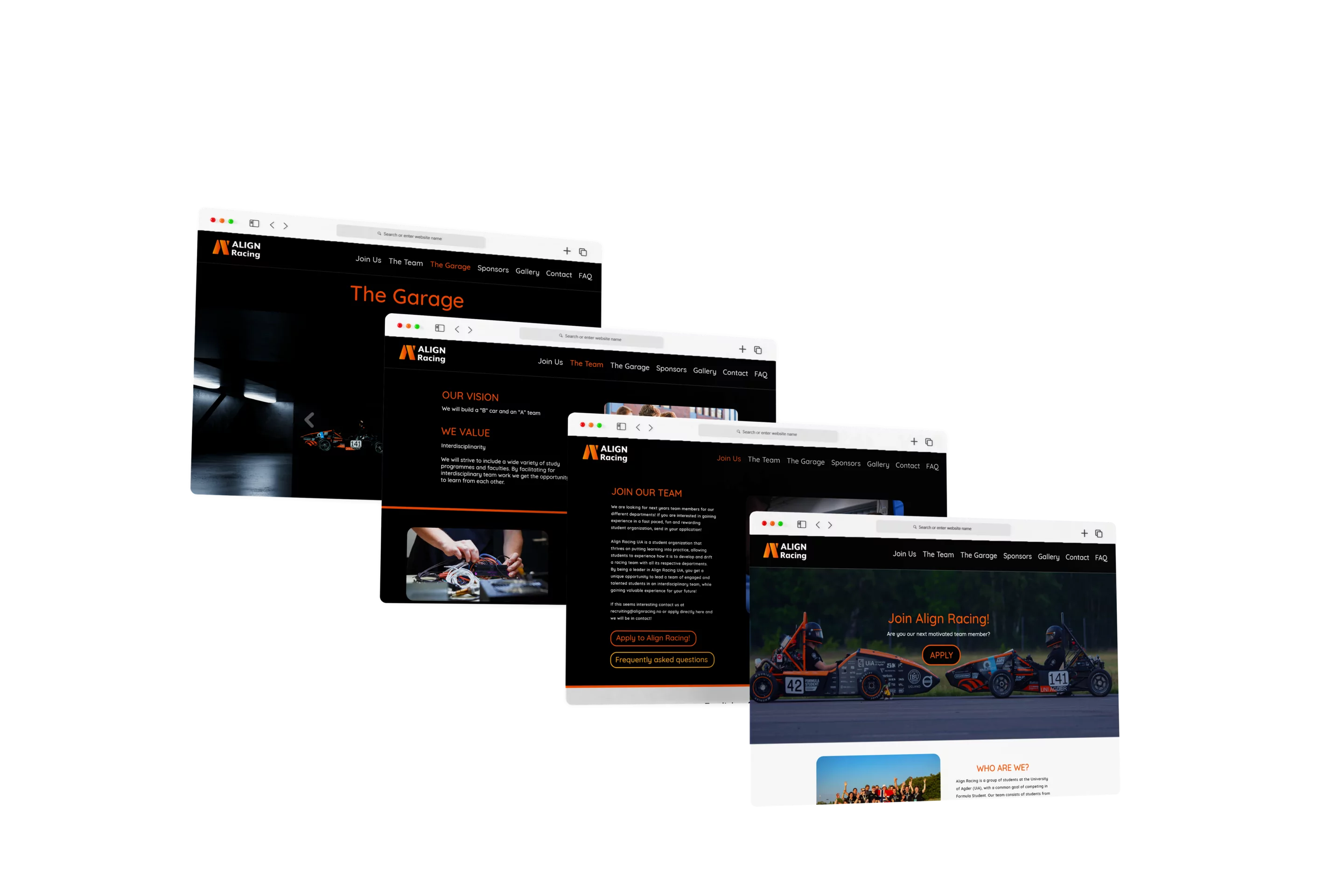 Align racing Website Mockup