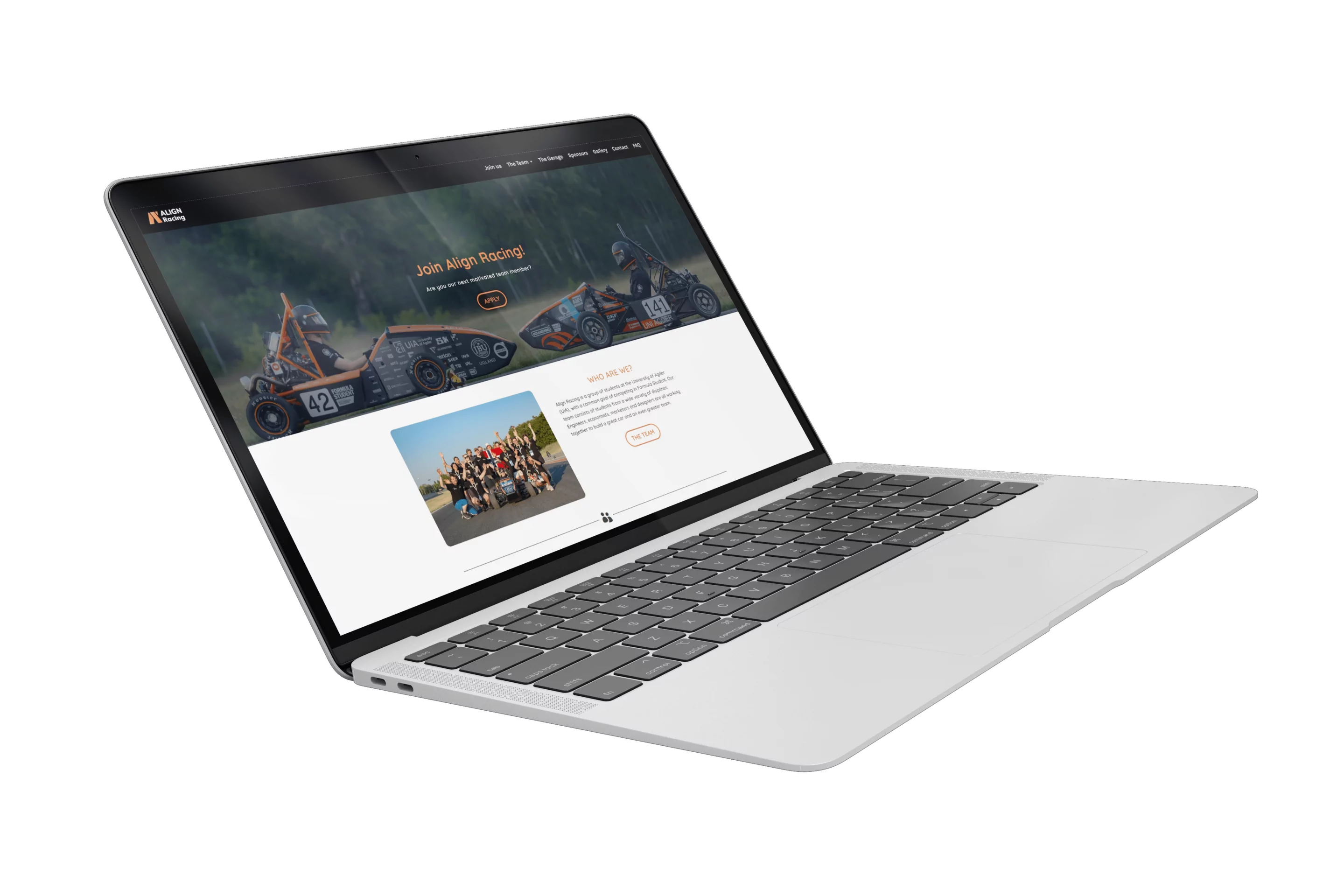 Align racing Website Mockup On Laptop