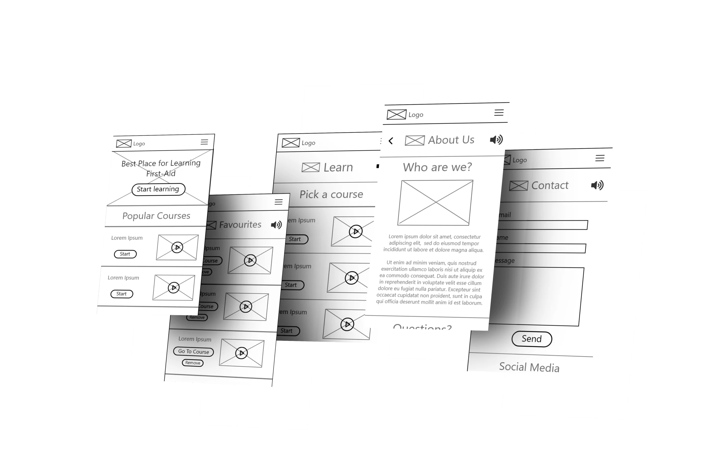 BetterAid LO-FI Wireframes